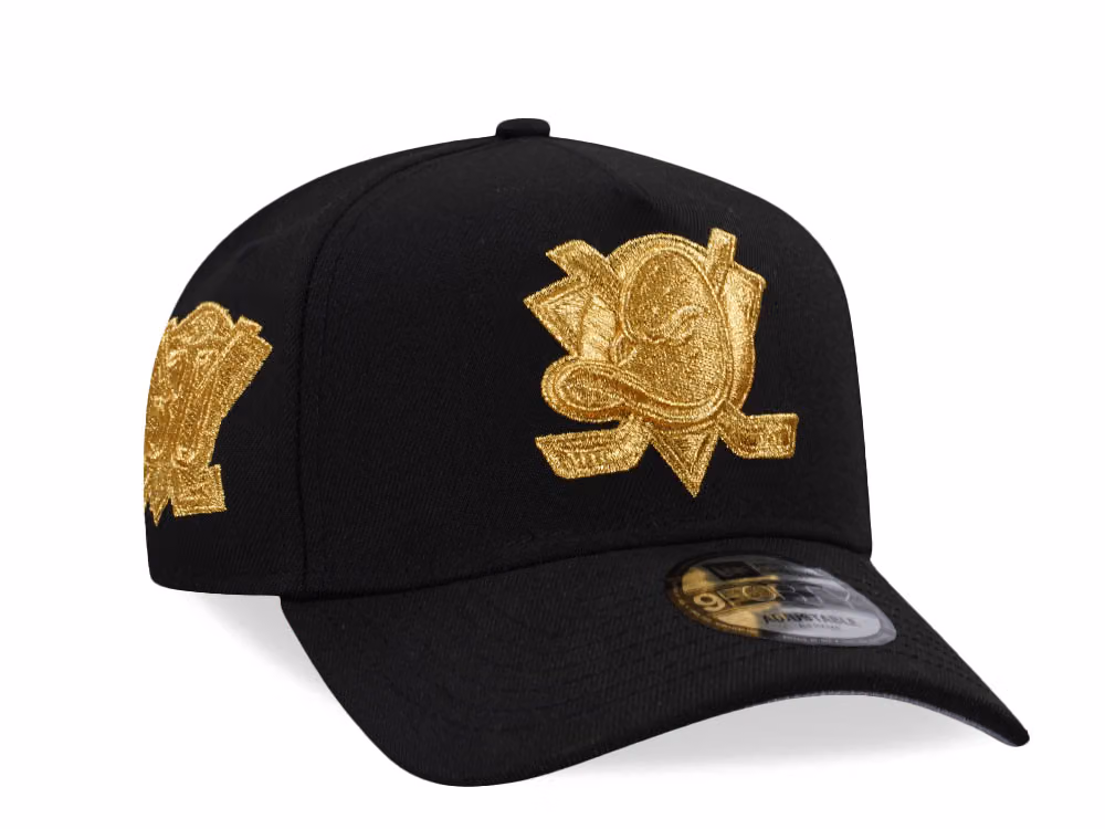 New Era Anaheim Ducks 30th Anniversary All Gold Edition 9Forty A Frame Snapback Hat front
