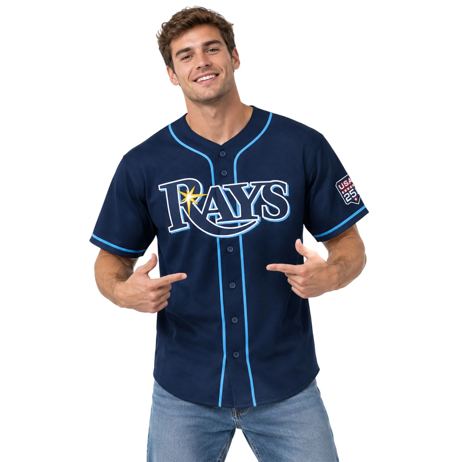 Rays Fan Gear Navy Jersey Yandy Diaz Bold Name & Number