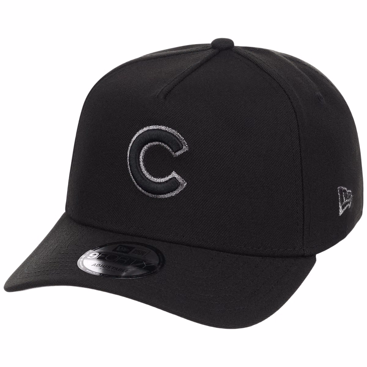 Chicago Cubs MLB Black x Pewter FASHION CORE New Era 9FORTY A-Frame detail view