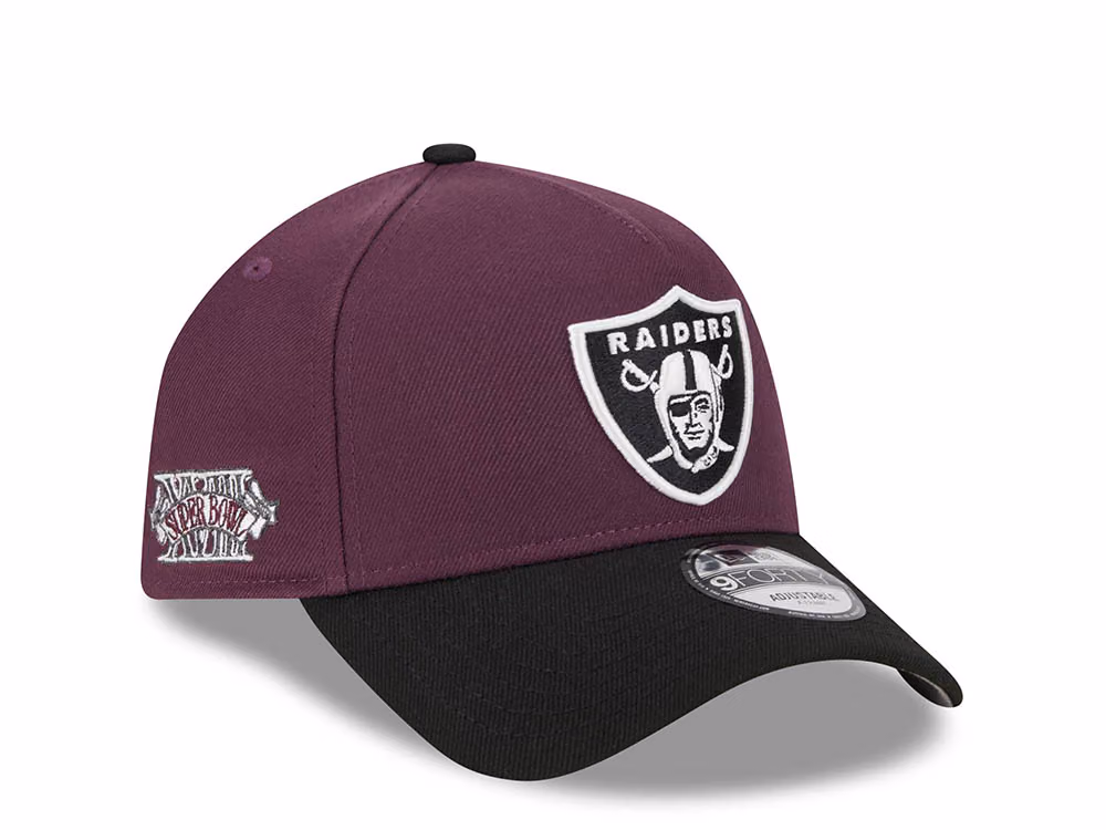 New Era Las Vegas Raiders Super Bowl XVIII Two Tone Plum 9Forty A Frame Snapback Hat front