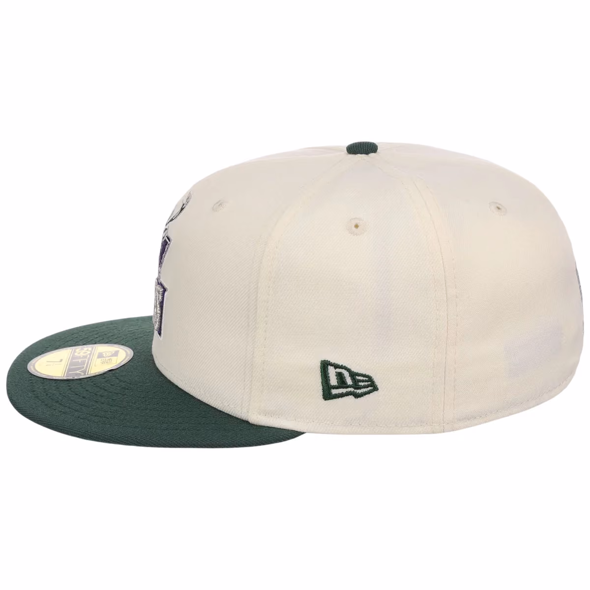 Milwaukee Bucks NBA Chrome OTC New Era 59FIFTY (Chrome/Dark Green) detail view
