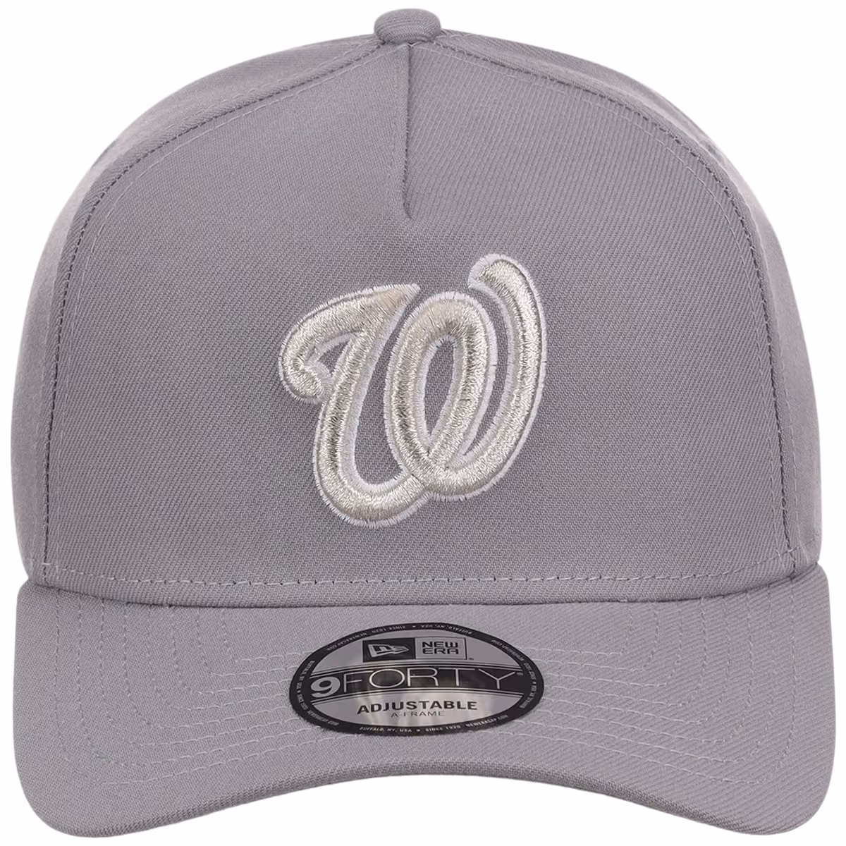 Washington Nationals MLB Gray x White FASHION CORE New Era 9FORTY A-Frame detail view