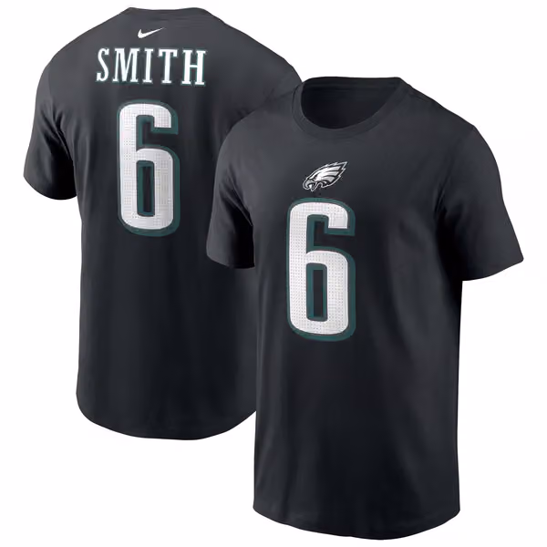 DeVonta Smith #6 Philadelphia Eagles Nike Player NFL T-Shirt Black view 1