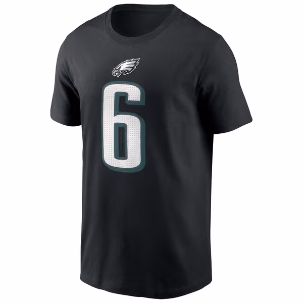 DeVonta Smith #6 Philadelphia Eagles Nike Player NFL T-Shirt Black view 2