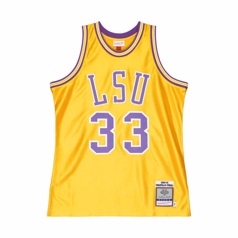 Shaquille O'Neal #33 LSU Tigers 1990-91 Authentic NCAA Jersey Yellow view 1