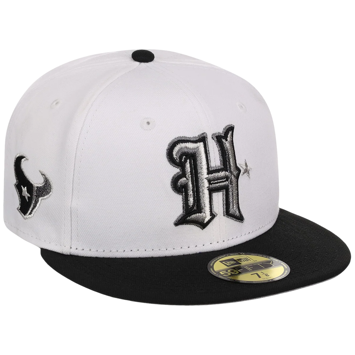 Houston Texans Houston Crown the City 'H Star' New Era 59FIFTY (White/Black) front view