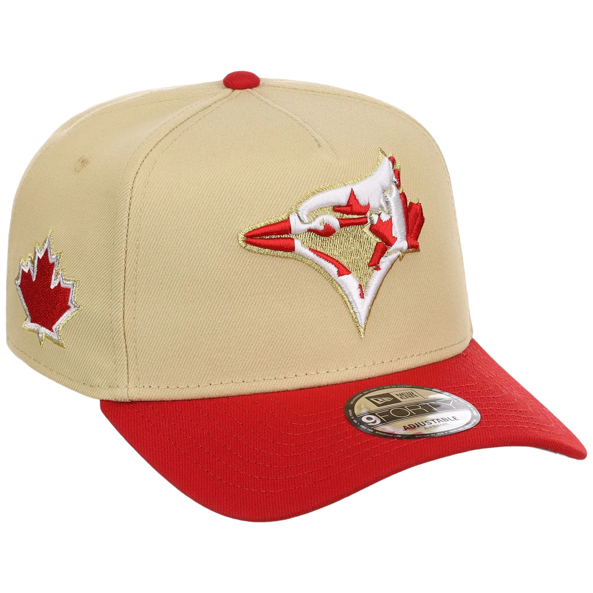 Toronto Blue Jays Toronto Crown the City - Flag Fill New Era 9FORTY (Gold/Red) front view