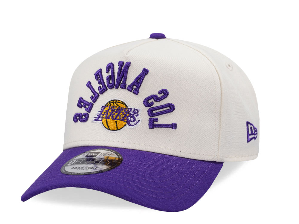 New Era Los Angeles Lakers Script Chrome Two Tone Edition 9Forty A Frame Snapback Hat front