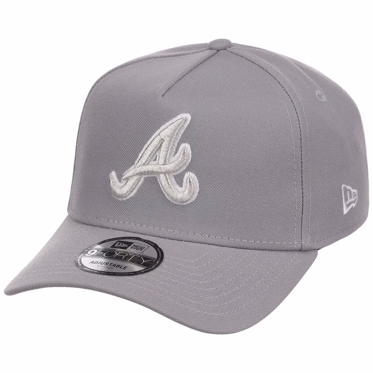Atlanta Braves MLB Gray x White FASHION CORE New Era 9FORTY A-Frame detail view