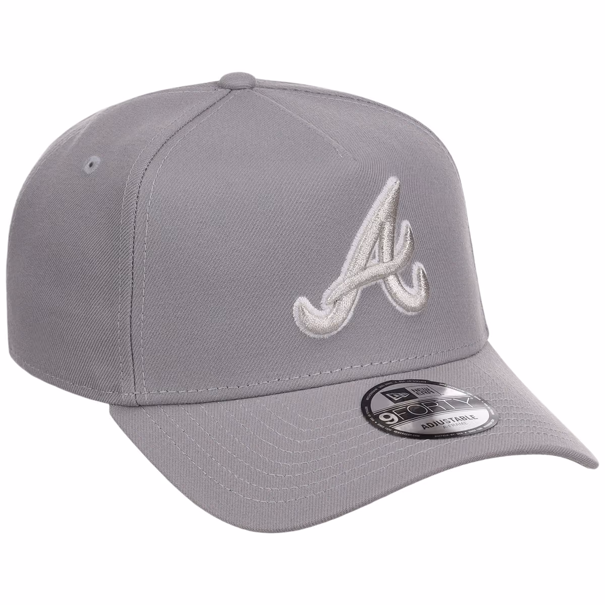 Atlanta Braves MLB Gray x White FASHION CORE New Era 9FORTY A-Frame front view