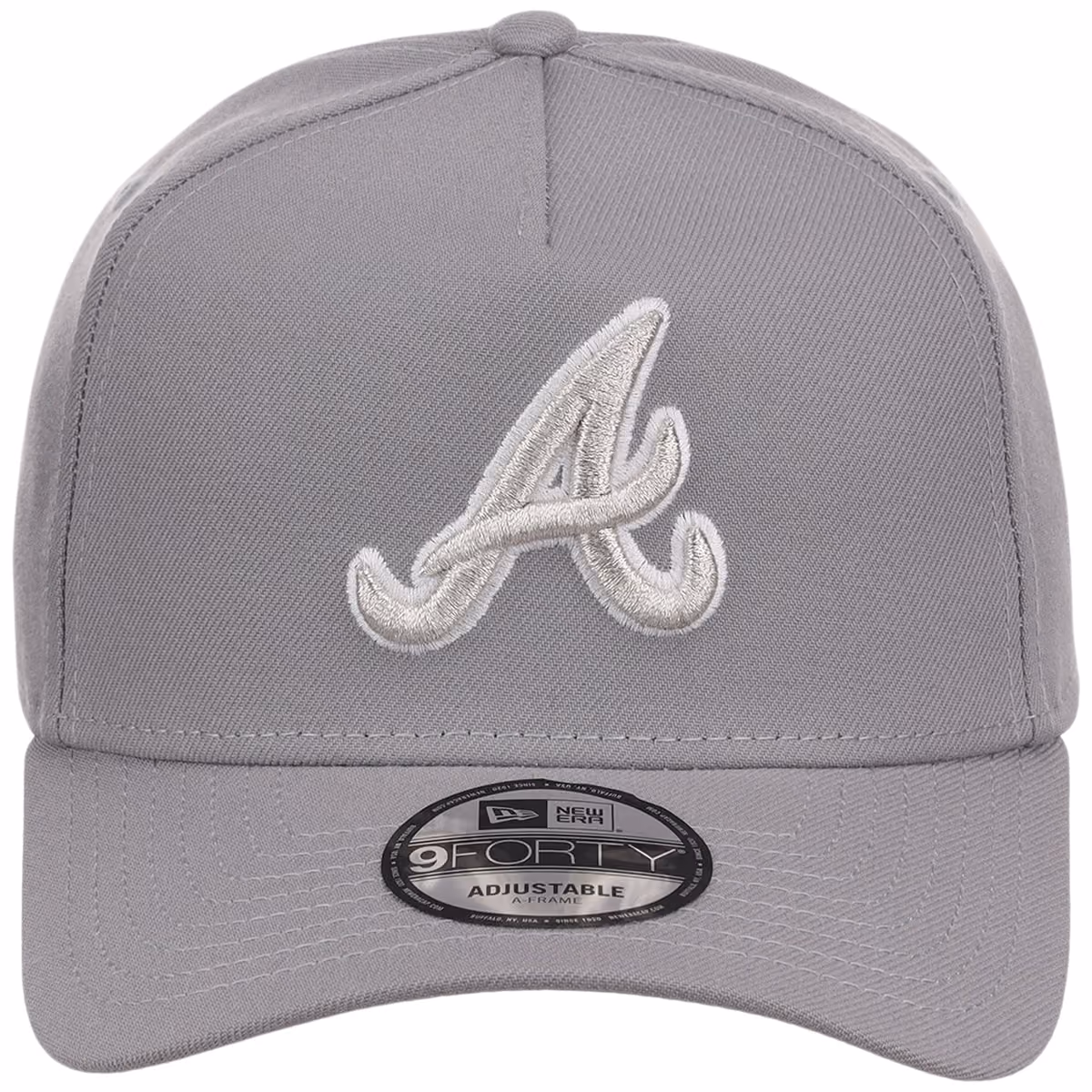 Atlanta Braves MLB Gray x White FASHION CORE New Era 9FORTY A-Frame detail view