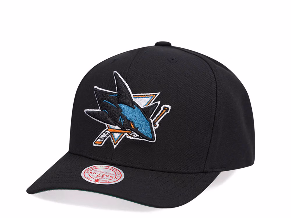Mitchell & Ness San Jose Sharks Team Ground 2.0 Pro Black Snapback Hat front