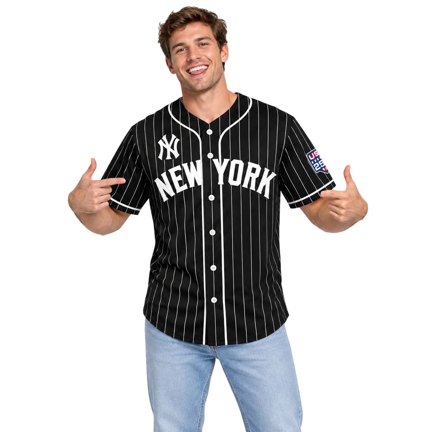 New York Yankees Black Jersey Bold Pinstripe MLB Jersey