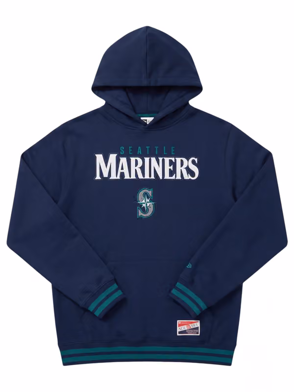 Seattle Mariners Felt Logo Throwback MLB Hoodie Navy view 1
