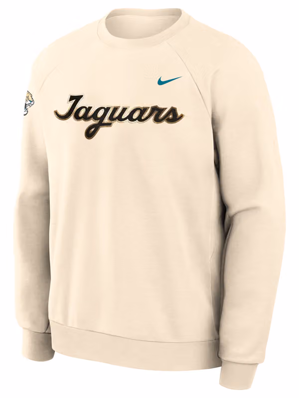 Jacksonville Jaguars 2026 NFL Rivalries Dri-FIT Crewneck Pullover Cream view 2