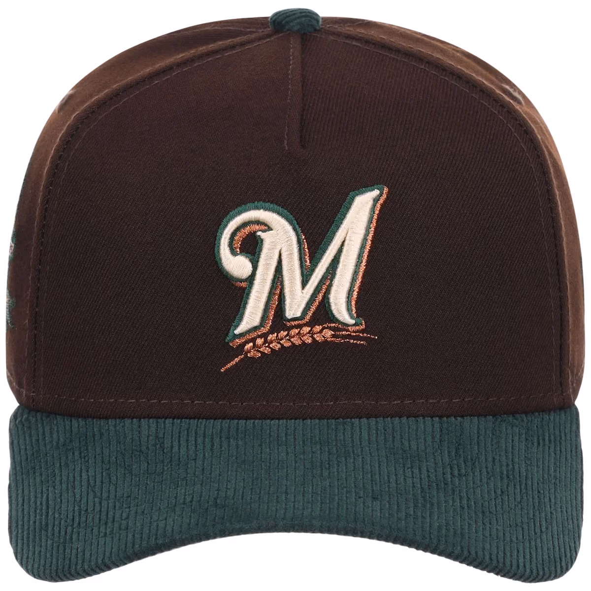 Milwaukee Brewers MLB Forest Ember New Era 9FORTY A-Frame detail view