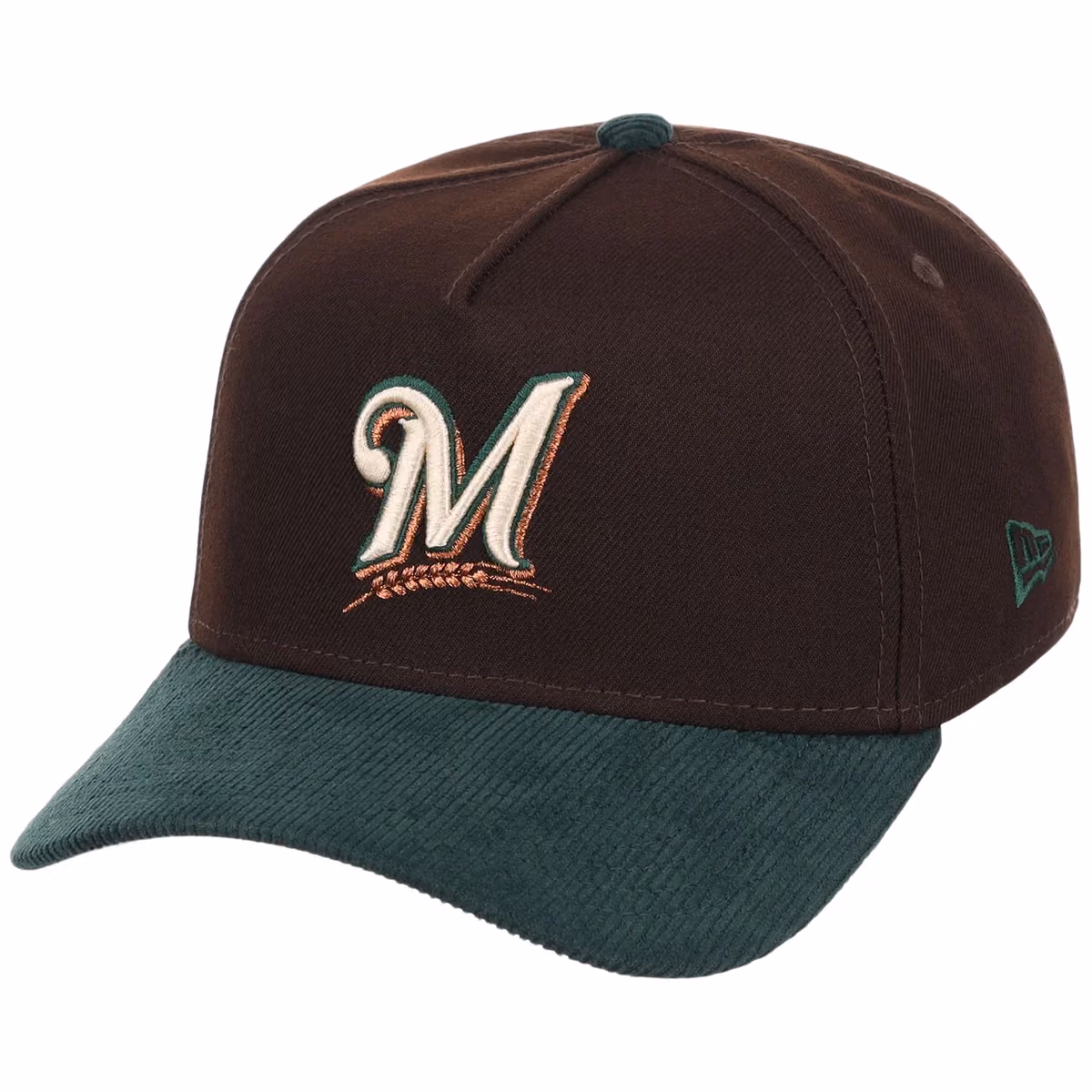 Milwaukee Brewers MLB Forest Ember New Era 9FORTY A-Frame detail view