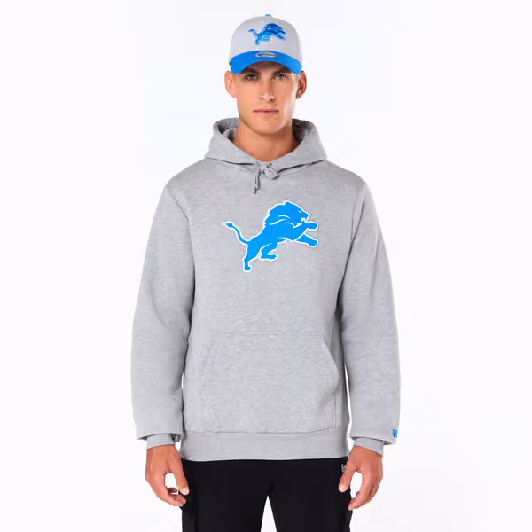 Detroit Lions Logo Hoodie New Era NFL Sweatshirt Grey view 1