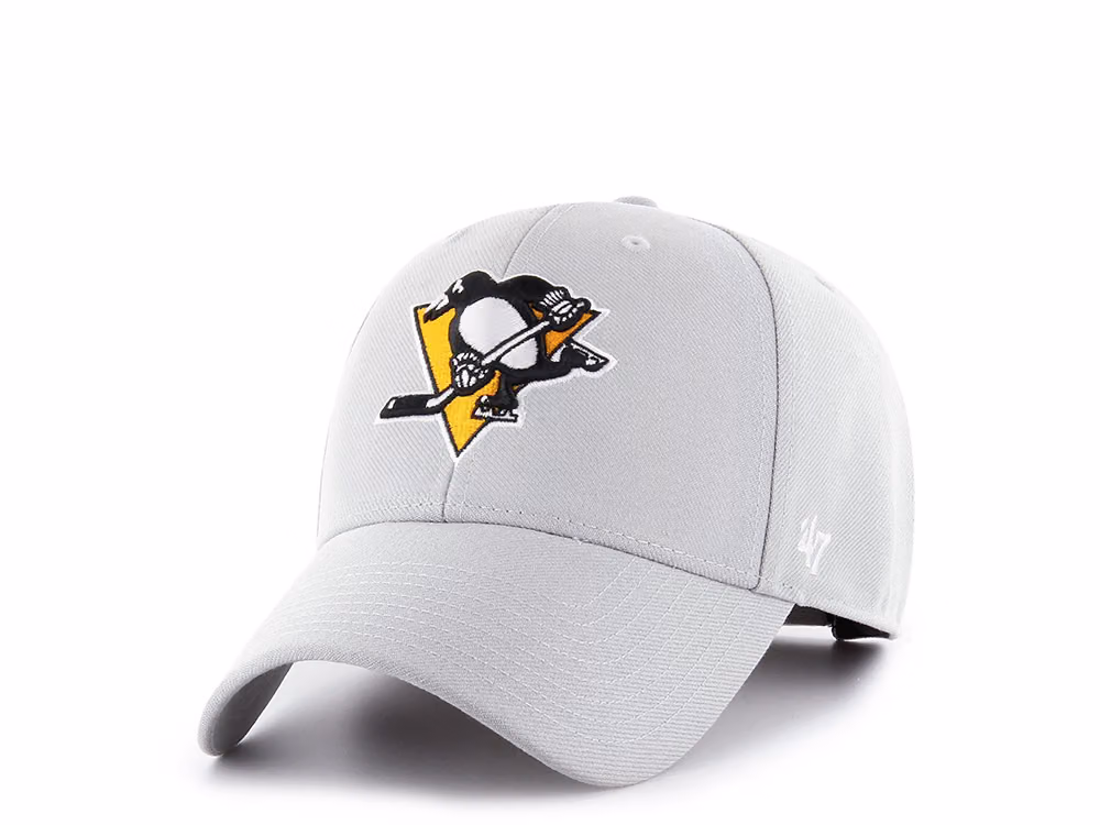 47Brand Pittsburgh Penguins Gray Classic Strapback Hat front