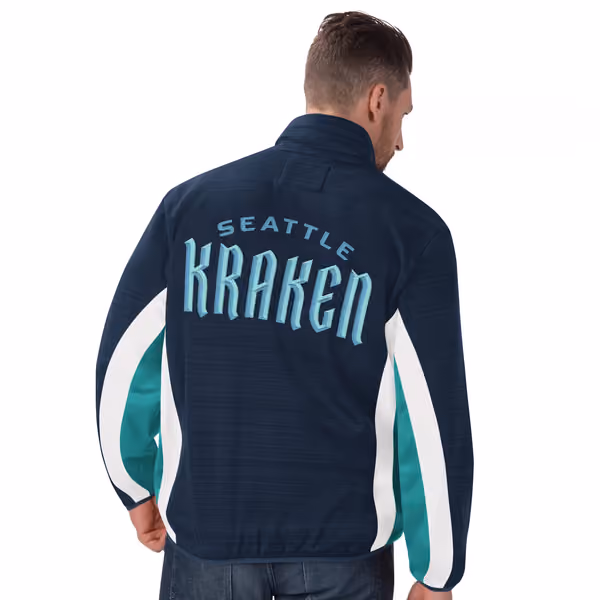 Seattle Kraken G-III Power Forward NHL Track Jacket Navy view 2