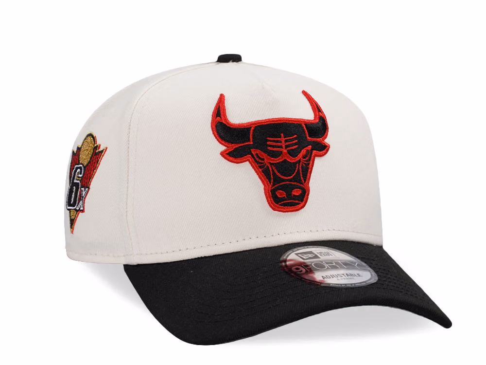New Era Chicago Bulls 6x Champions Chrome Two Tone 9Forty A Frame Snapback Hat front