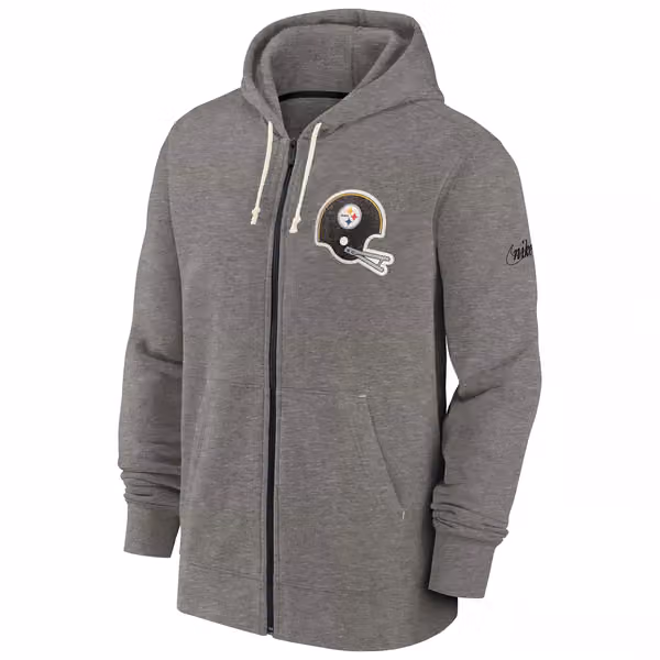 Pittsburgh Steelers Historic Nike NFL Full-Zip Fleece Hoodie Gray view 1