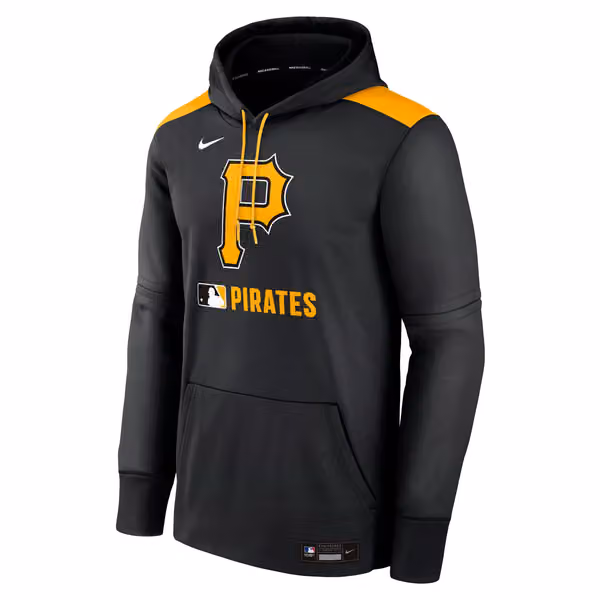 Pittsburgh Pirates 2025 MLB Authentic Performance Therma Hoodie Black view 1