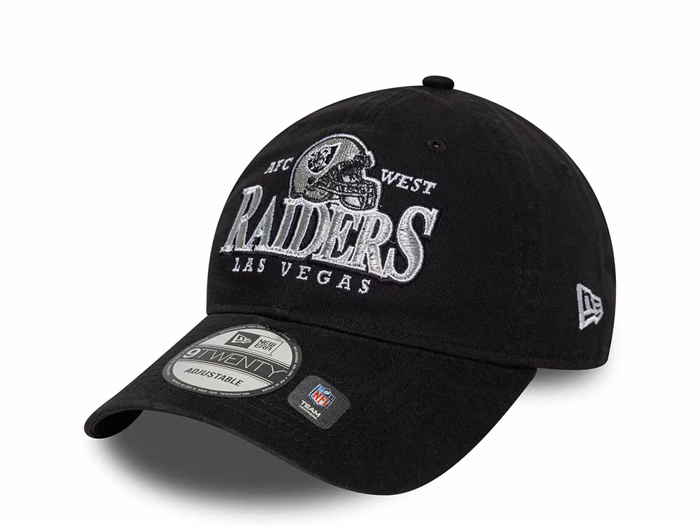 New Era Las Vegas Raiders NFL Helmet Black 9Twenty Strapback Hat front