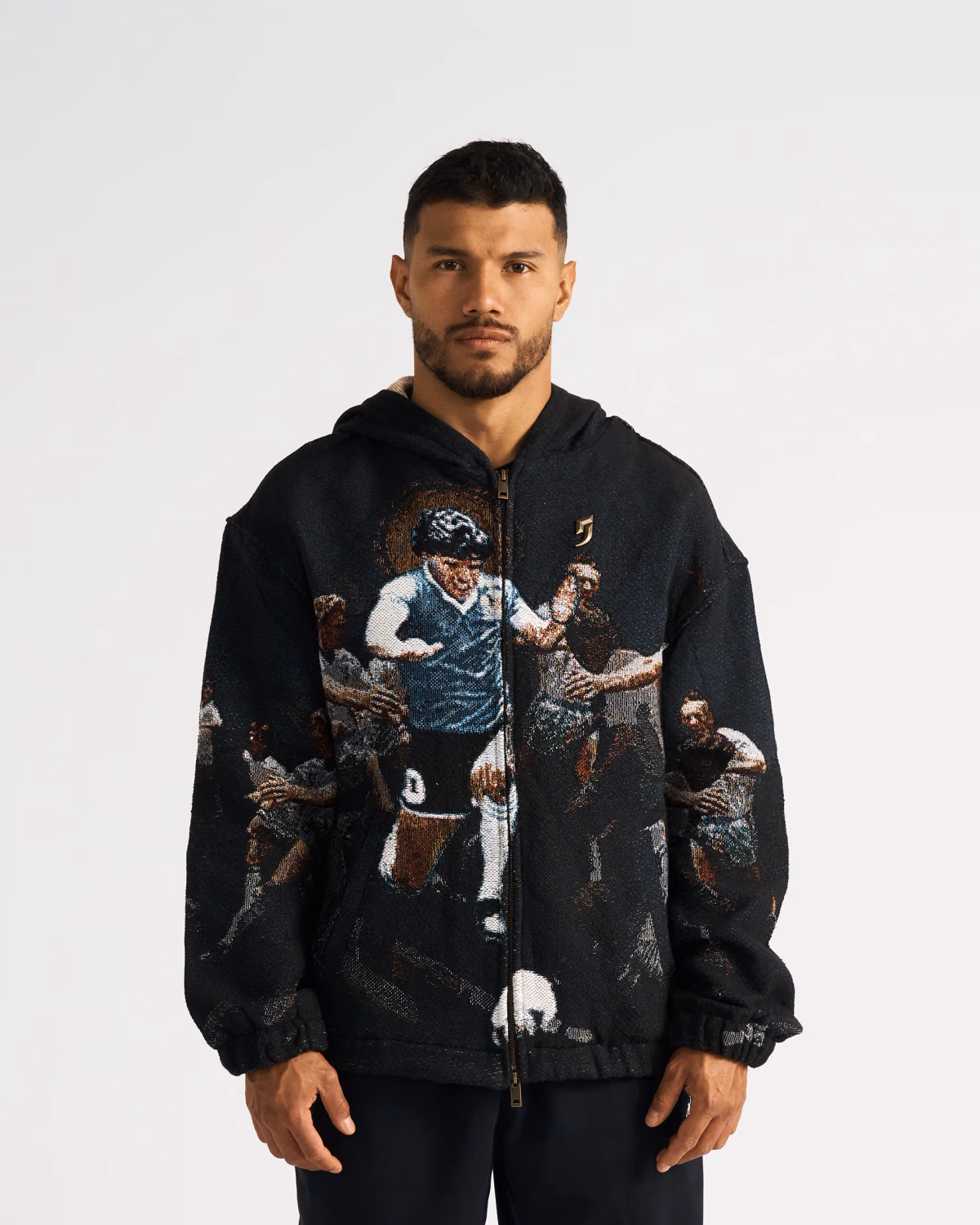 Jersevo Custom Personalized Maradona collection Goal Of The Century Tapestry Hoodie front view