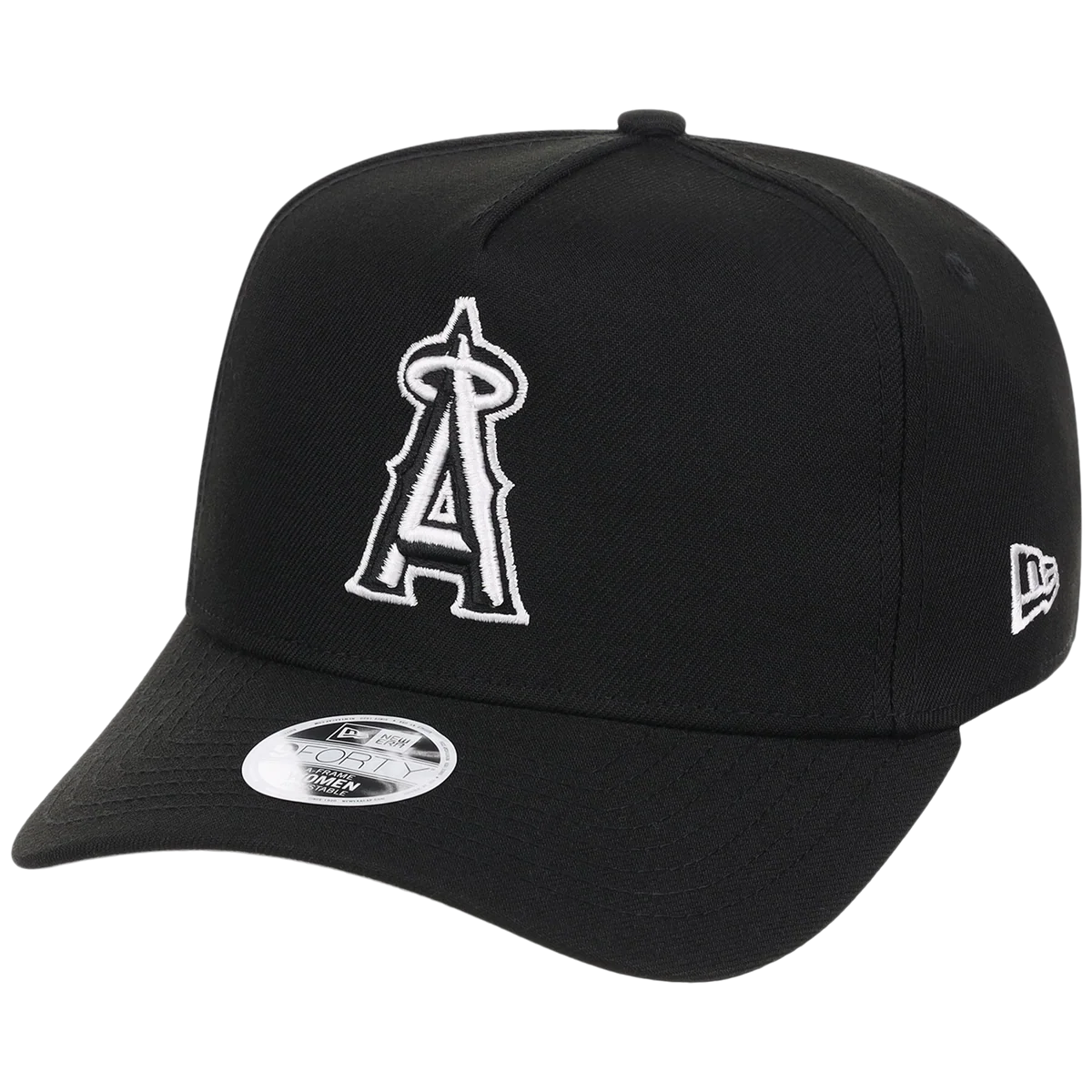 Los Angeles Angels Women's New Era 9FORTY Black A-Frame detail view