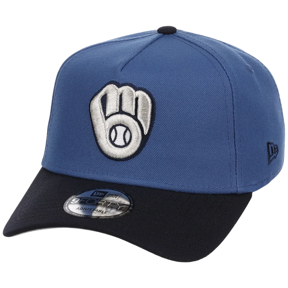Milwaukee Brewers MLB Indigo Navy New Era 9FORTY detail view