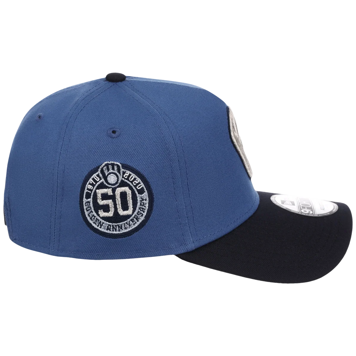 Milwaukee Brewers MLB Indigo Navy New Era 9FORTY detail view