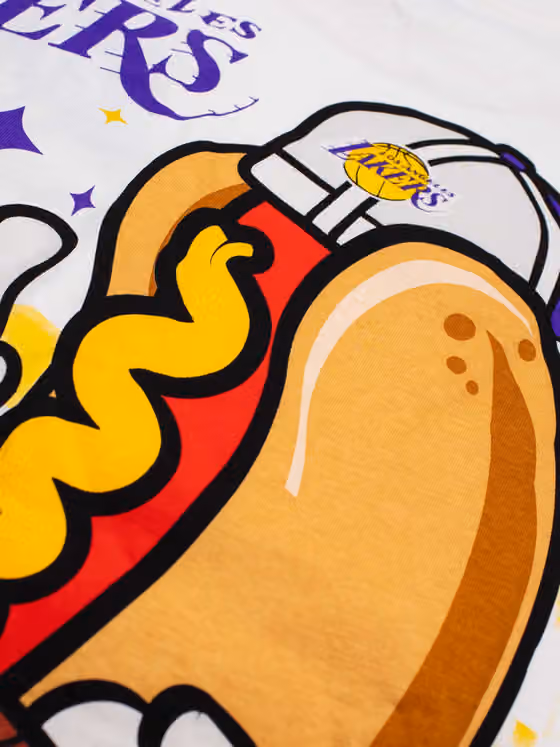 Los Angeles Lakers Ballpark Hot Dog Oversized NBA T-Shirt Cream view 5