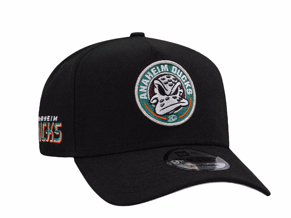 New Era Anaheim Ducks Black Prime Edition 9Forty A Frame Snapback Hat front