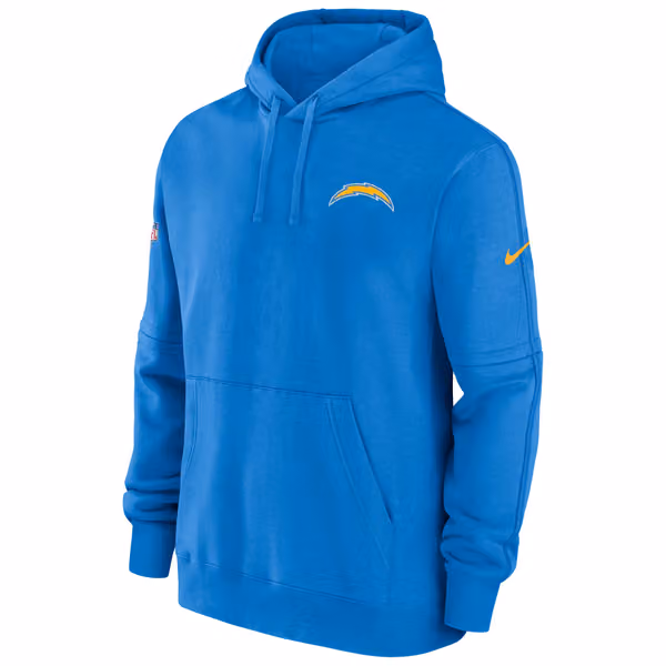 Los Angeles Chargers 2023 NFL Sideline Nike Club Hoodie Blue view 2