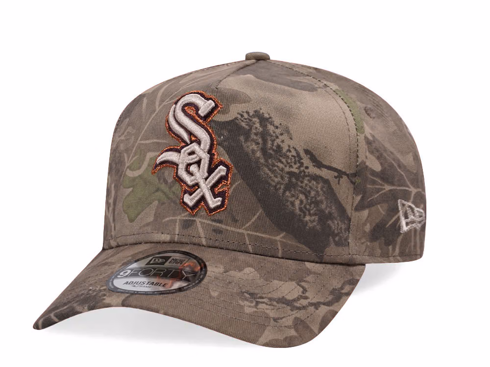 New Era Chicago White Sox Leaf Camo Copper 9Forty A Frame Snapback Hat front