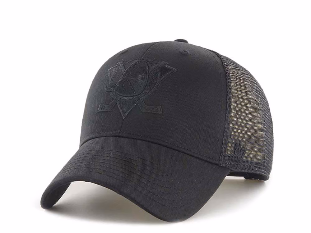 47Brand Anaheim Ducks Black Branson Classic Trucker Snapback Hat front