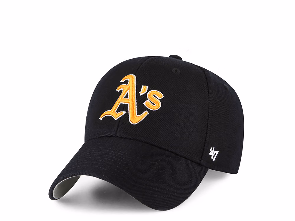 47Brand Oakland Athletics Black Classic Strapback Hat front