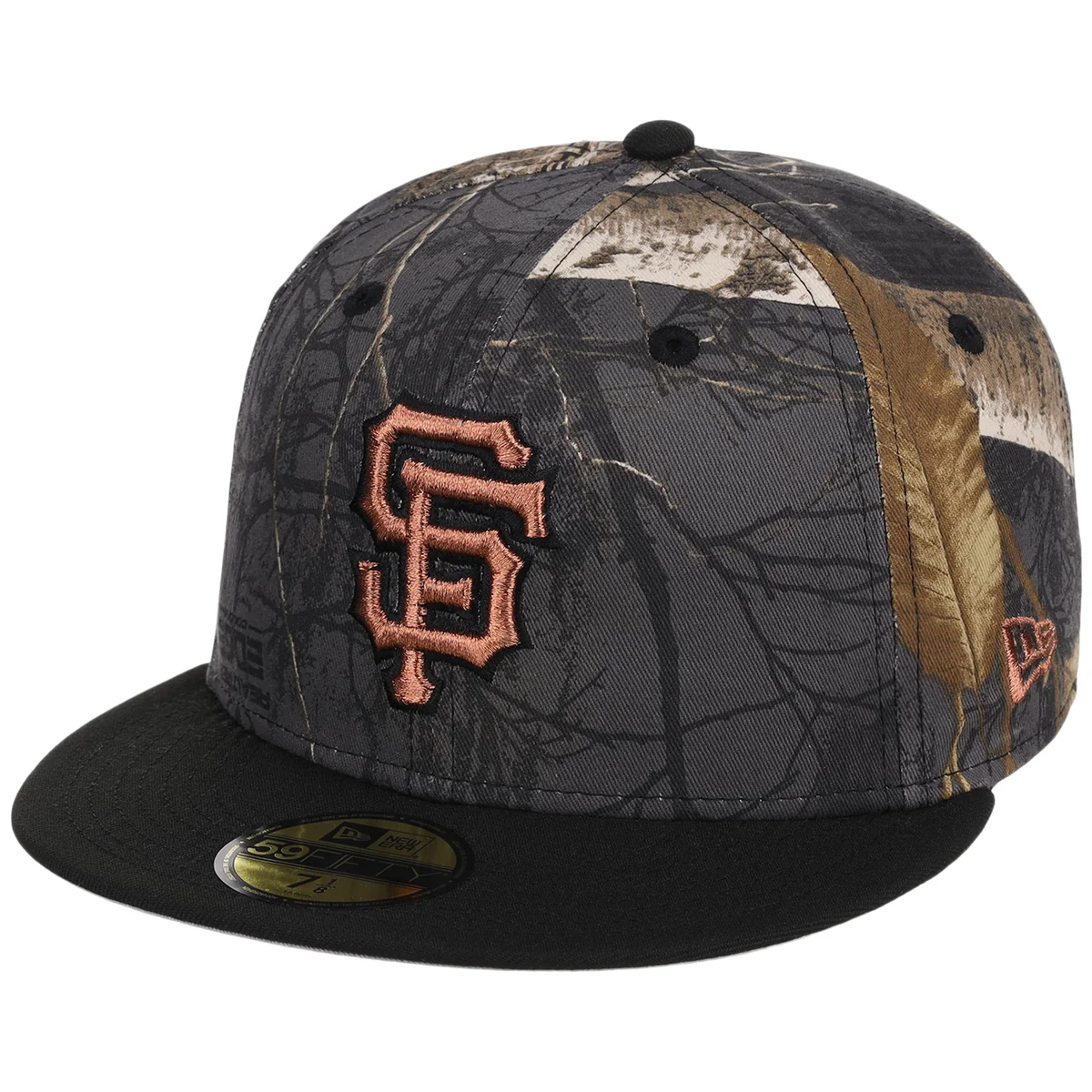 San Francisco Giants MLB Black Realtree 2-TONE Black & Copper New Era 59FIFTY detail view