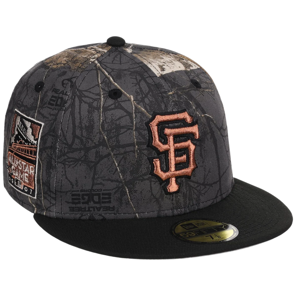 San Francisco Giants MLB Black Realtree 2-TONE Black & Copper New Era 59FIFTY front view