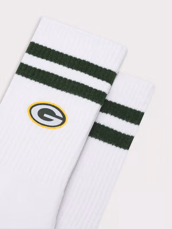 Green Bay Packers L&L '90 Classics NFL Crew Socks White view 2