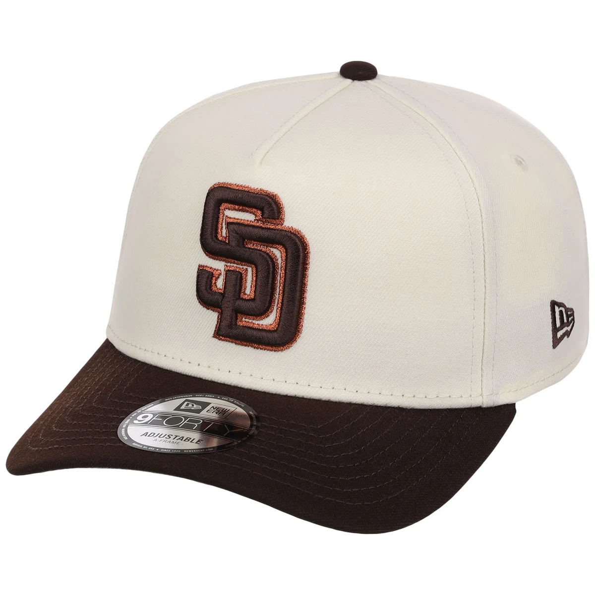 San Diego Padres MLB Chrome x Burnt Wood FASHION CORE New Era 9FORTY A-Frame detail view