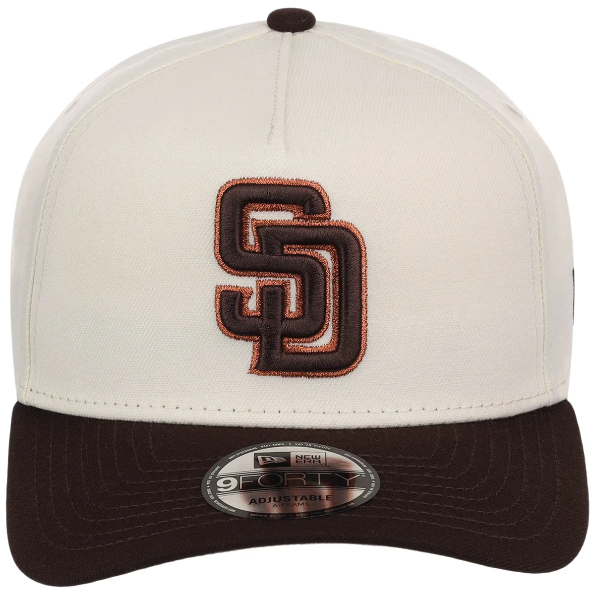 San Diego Padres MLB Chrome x Burnt Wood FASHION CORE New Era 9FORTY A-Frame detail view