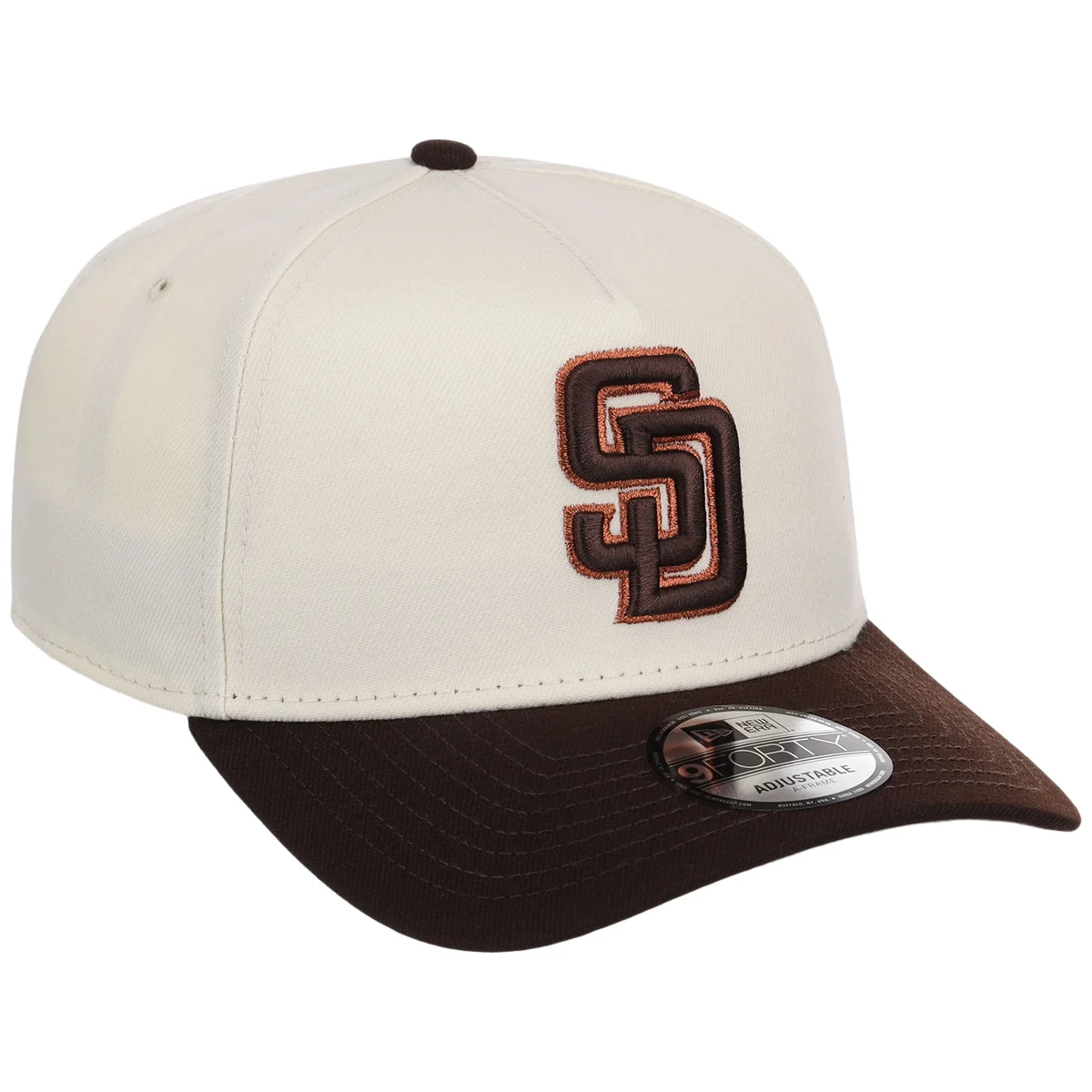 San Diego Padres MLB Chrome x Burnt Wood FASHION CORE New Era 9FORTY A-Frame front view