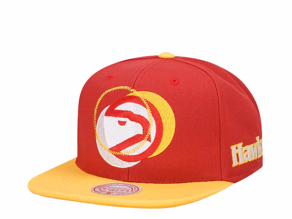 Mitchell & Ness Atlanta Hawks Logo Blur Hardwood Classic Snapback Hat front