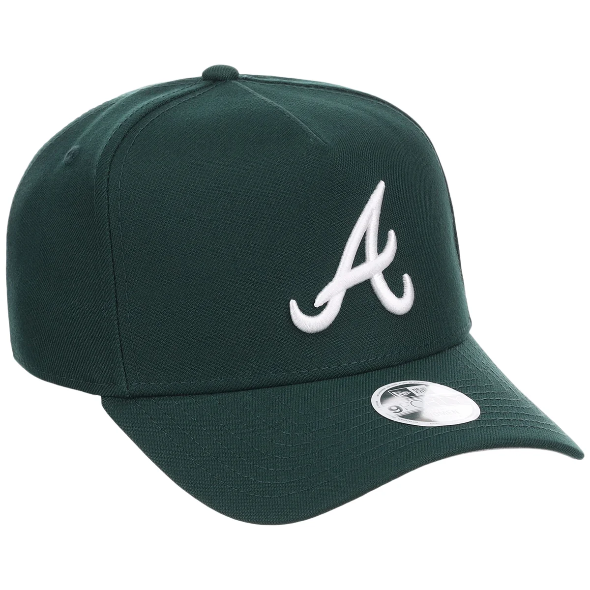 Atlanta Braves Women's New Era 9FORTY Dark Green A-Frame front view
