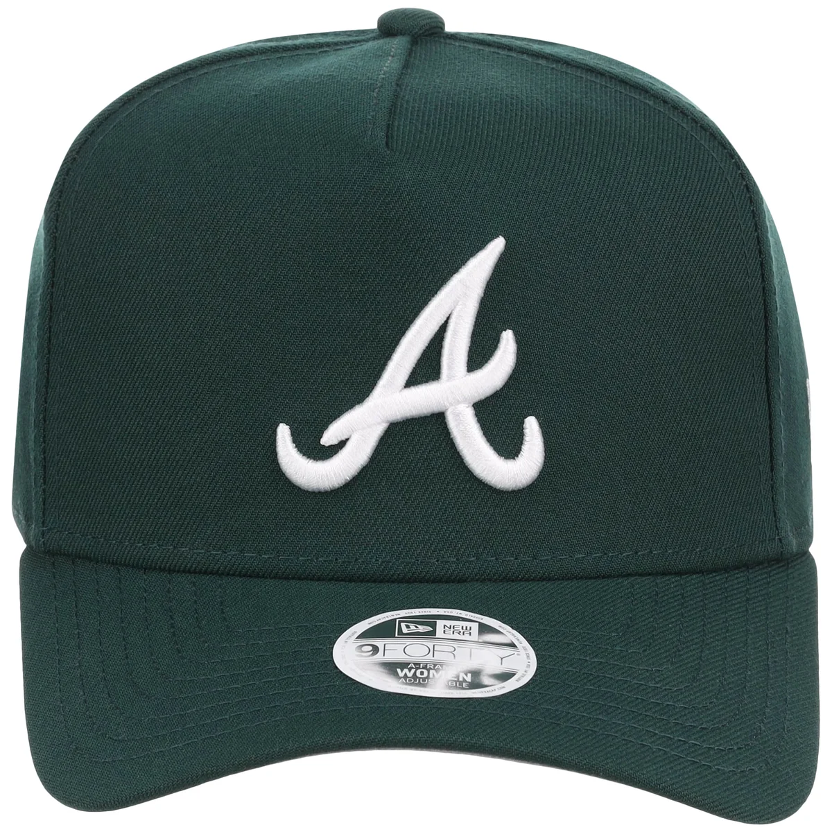 Atlanta Braves Women's New Era 9FORTY Dark Green A-Frame detail view