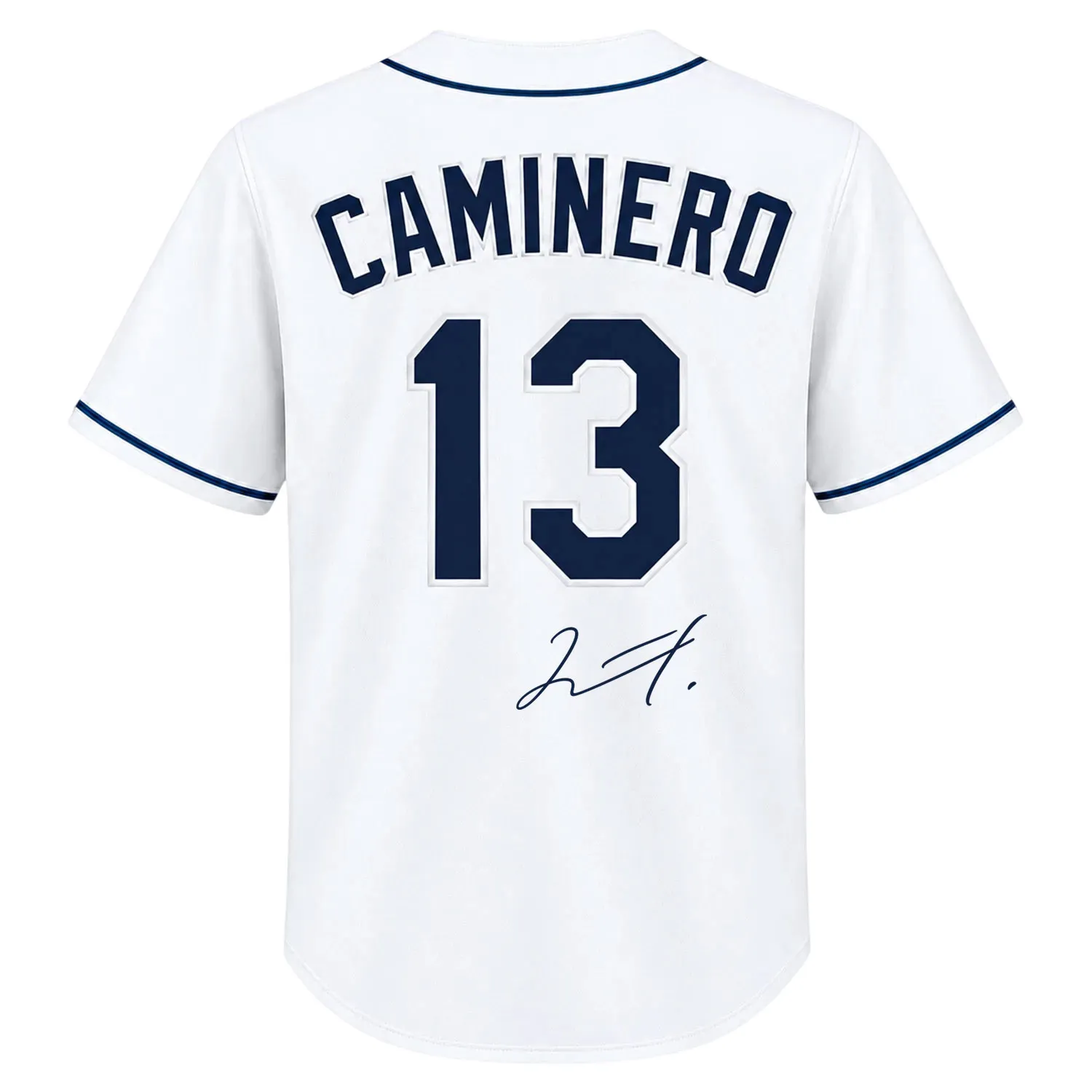 TB Rays Jersey Junior Caminero Signature Bold Fan Apparel