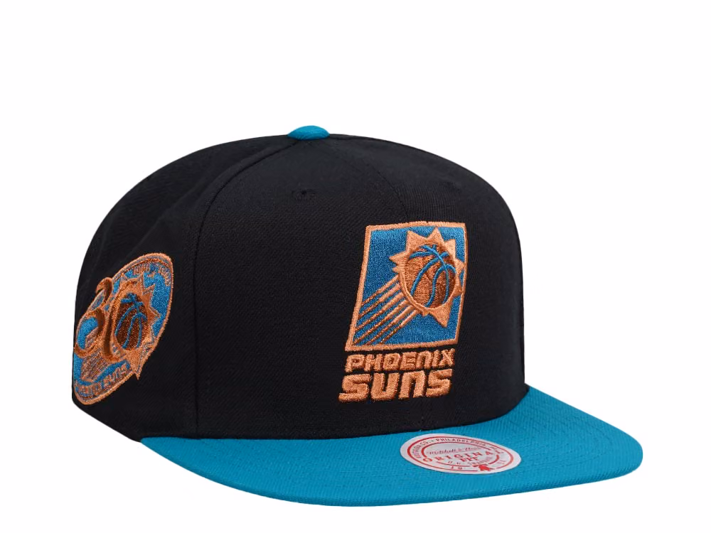 Mitchell & Ness Phoenix Suns 30th Anniversary Make Cents Black Two Tone Hardwood Classic Snapback Hat front