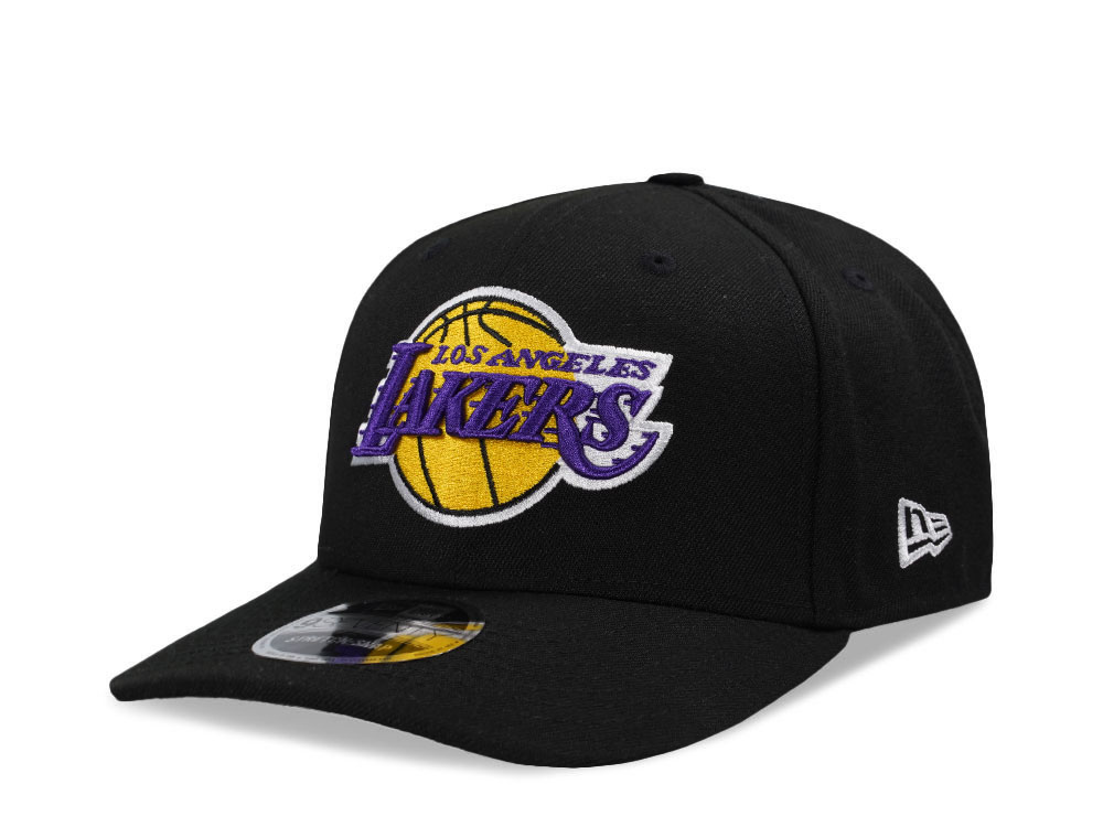 New Era Los Angeles Lakers Black Classic Edition 9Seventy Stretch Snapback Hat front